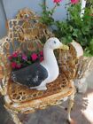 FABULOUS Old Vintage BLACK & WHITE DUCK Cement Garden Statue Great Patina
