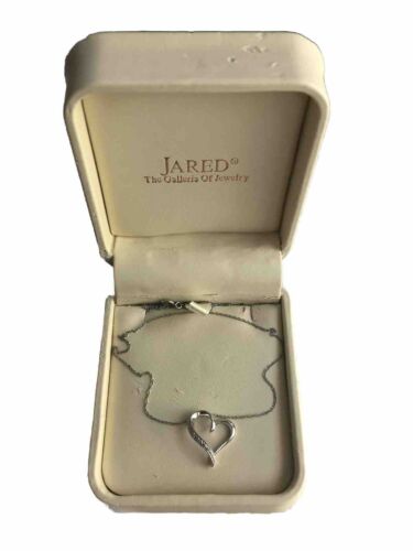 NEW Jared 10k White Gold Diamond Heart Pendant Necklace