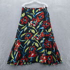 Chicos Womens Silk Chiffon Maxi Skirt 3 Size XL Black Red Floral Art Wear *