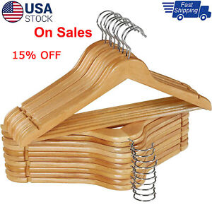 5-20 Pack Wooden Hangers Suit Hangers Premium Natural Finish Cloth Coat Hangers