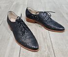 LOUISE ET CIE Women Annacis Black Leather Perforated Lace Up Oxfords 8M