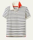 Mini Boden Boy's Short Sleeve Pique Polo Shirt Striped Navy Sz 9-10 Years