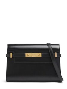 Saint Laurent Small Manhattan Box Leather Black Shoulder Bag New