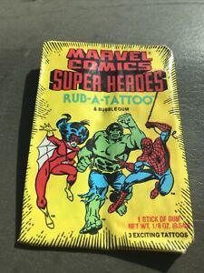 1980 DONRUSS MARVEL COMICS RUB - A - TATTOO PACK Gum Sealed ￼￼