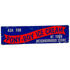 Vintage PONY BOY ICE CREAM 15” Bumper Sticker Advertising Decal Sign Store
