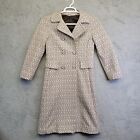 Vtg 70s Jerold Trench Coat Women’s M Brown White Dress Coat Double Breasted Over
