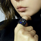 14k Black Rhodium Plated Index Ring made w Swarovski Crystal Multicolor Gorgeous