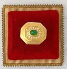Authentic Dior Ring Gold Tone Signet Emerald Cabochon Adjustable Size Statement