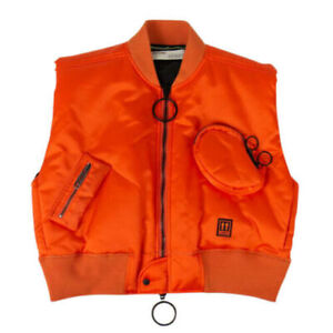 Off White C/O Virgil Abloh Orange Cropped Arrows Vest Jacket Size XL