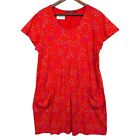 Gudrun Sjoden T Shirt Dress Women Size L Print Red Pocket Organic Cotton