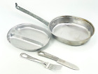 Vintage LEYSE Aluminum Camping Cookware Pot Plate Fork Knife Mess Kit Nesting