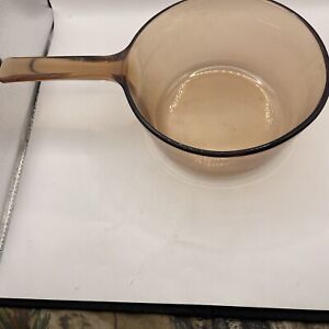 1.5L Corning Vision Ware Amber Glass Sauce Pan Pyrex Cookware Pot~ No Lid