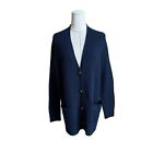 360 Cashmere Jaclyn Navy Wool Cashmere Cardigan Sweater Waffle Knit size Small
