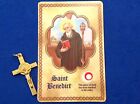 Rare St BENEDICT Crucifix with Relic Card Protection Exorcism's Gold Plate Italy