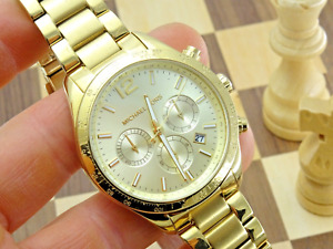 MICHAEL KORS 40mm Man's Gold Bracelet Chronograph Designer Wristwatch