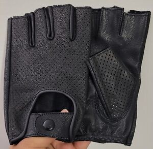 Fingerless 100% Genuine Leather Driving Chauffer, Cycling Gloves (M,L,XL,XXL)
