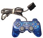 OEM Sony PlayStation 2/PS2 DualShock 2 Clear Blue Wired Controller Tested