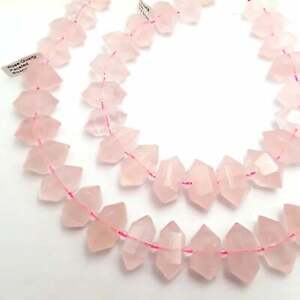 Rose Quartz Graduated Center Drill Points Beads Approx 13-25mm 15.5