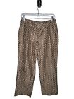 Akris Punto Crop Ankle Pants Eyelet Embroidered Side Zip Silk Cotton Gold Size 8