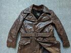 vintage USA made TRENCH COAT brown leather 44 jacket SHERLOCK overcoat BELTED
