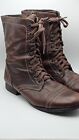 Steve Madden Troopa Mens Leather Side Zip Front Lace Boot Sz 10