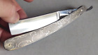 Antique Griffon Cutlery patented Etched Handle Straight Razor , REAL BEAUTY !