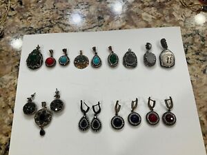 Wholesale Lot Sterling Silver 925 Gemstone Pendant , Earrings Jewelry Resale