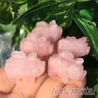 5pcs Carved Natural Rose Quartz Mini Flying Pigs Quartz Crystal Skull Healing
