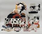 KITCHEN COW/BULL DECOR LOT ~figurines-salt/pepper shaker-basket-hook-magnet-more