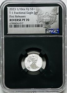 2023 1/10 OZ FIJI $1 T-1 FRACTIONAL SILVER EAGLE NGC REVERSE PF70 FIRST RELEASES