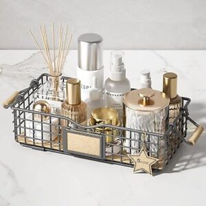 Bathroom Organizer Basket, Bathroom Counter Organizer - Small Metal Basket - ...