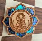 Flower of Life Figure Pearl + Abalone Wooden Pin - EDM Psychedelic Trippy Fun