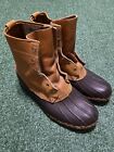 Vintage LL Bean Mens Brown Leather Rubber Maine Hunting Shoe Duck Boots Size 8 E