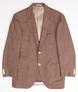 Brunello Cucinelli Men's Sports Coat Jacket Brown Blue Plaid Size 50 / 40US