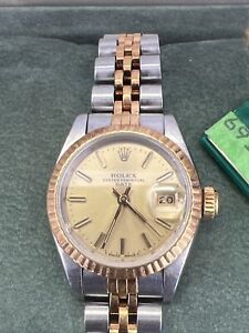 Rolex Oyster Perpetual Datejust Ladies 18k/ss Gold SS 69173 Watch Jubilee