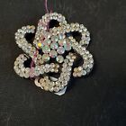 Magnetic Rhinestone Brooch/Pin Round Shape Small Clear stones iridescent Stones