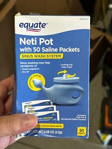 Equate Neti Pot with 50 Saline Packets Nasal System for Sinus, Exp 03/2025