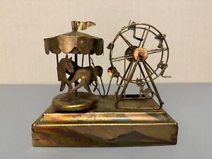 New ListingVintage Copper Tin Music Box It's A Small World WORKS Carousel Ferris Wheel
