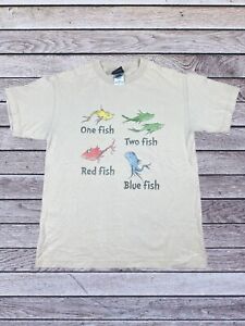 Vtg 2001 Dr Seuss One Fish Two Fish Red Fish Blue T Shirt
