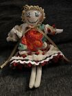 Handmade Brown Red Floral Chenille Antique Bedspread Doll