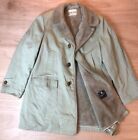 vtg ZERO KING Faux Fur Lined Over Coat Trench Sz 46 Made USA Water Repellent