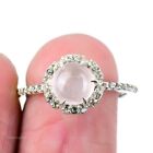 Natural Rose Quartz Gemstone Statement Ring Size 7 925 Sterling Silver For Women