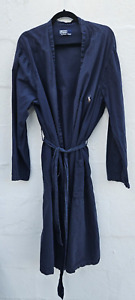Vintage 1990s Polo Ralph Lauren Mens Robe Large XL Blue 100% Cotton Bath Robe