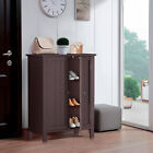 Wooden Bathroom Floor Cabinet with 3 Shelves Freestanding Storage Cabinet Brown