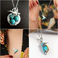 925 Silver Women Turquoise Bird Pendant Chain Necklace Wedding Party Jewelry