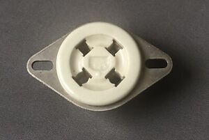 NOS Vintage 4-pin Ceramic Amphenol type Tube Socket w/ mounting 1938 45 300B 250