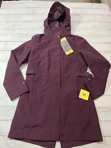 Kirkland Signature Women’s Waterproof Hooded Trench Coat Jacket Size Sm Burgundy