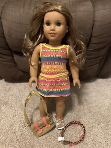 RARE American Girl Doll Lea Clark Girl of the Year Meet Outfit & Accessories EUC