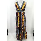 Cabi Women Size Small Style 415 Tropical Boho Mango Print Tiered Maxi Dress