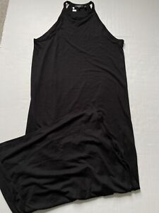 Theory Maxi Dress Womens L Black Sonaki Atmos Light Halter Knit Side Slit NWOT
